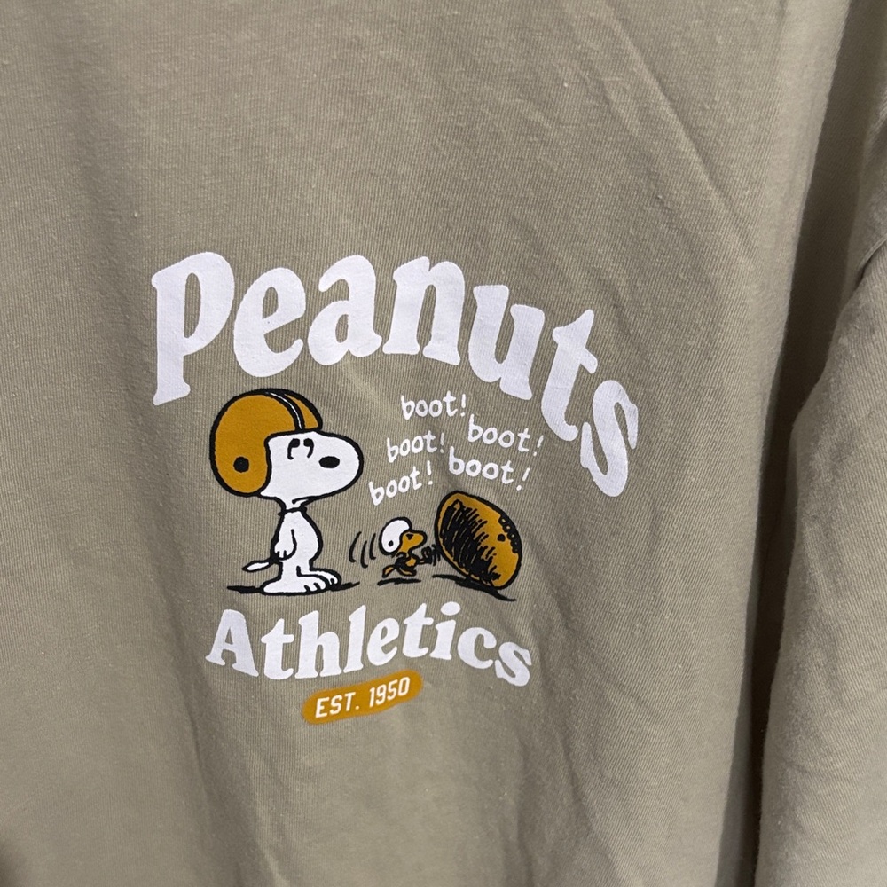 NWOT Peanuts Khaki Short-Sleeve Tee with Snoopy Athletics Graphic - Picture 3 of 3